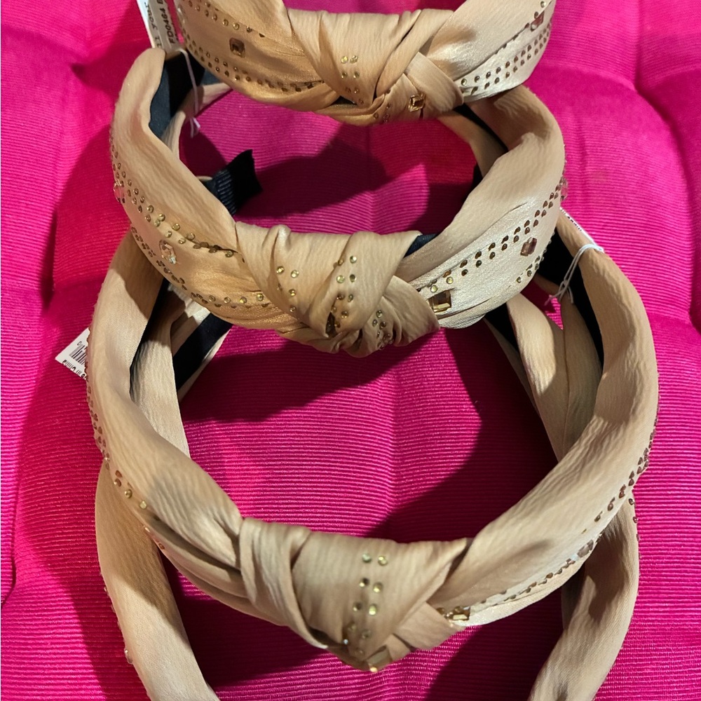 Elegant Beige Knotted Headbands pack of 4